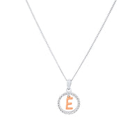 Sterling Silver & Rose Plated Initial Necklace with Cubic Zirconias Necklaces Bevilles E 
