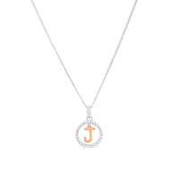 Sterling Silver & Rose Plated Initial Necklace with Cubic Zirconias Necklaces Bevilles J 