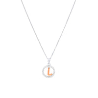 Sterling Silver & Rose Plated Initial Necklace with Cubic Zirconias Necklaces Bevilles L 