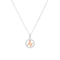 Sterling Silver & Rose Plated Initial Necklace with Cubic Zirconias Necklaces Bevilles M 