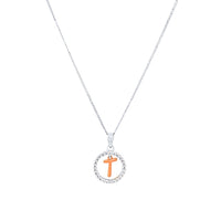Sterling Silver & Rose Plated Initial Necklace with Cubic Zirconias Necklaces Bevilles T 