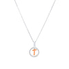 Sterling Silver & Rose Plated Initial Necklace with Cubic Zirconias Necklaces Bevilles T 