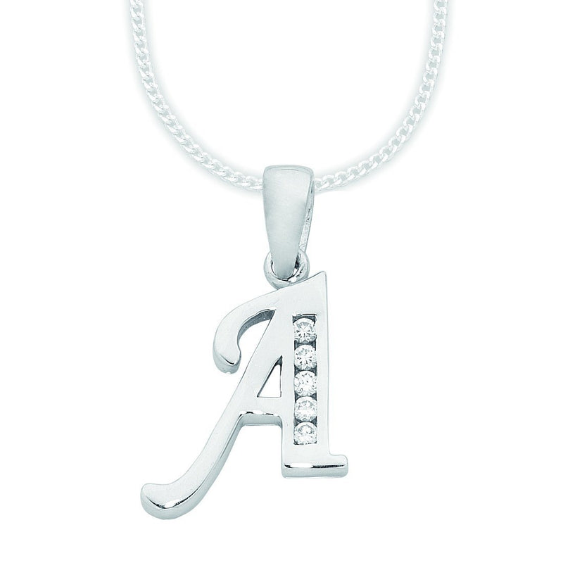 Sterling Silver Cubic Zirconia Initial Necklace Necklaces Bevilles A 