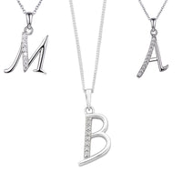 Sterling Silver Cubic Zirconia Initial Necklace - Most Initials Available Necklaces Bevilles 