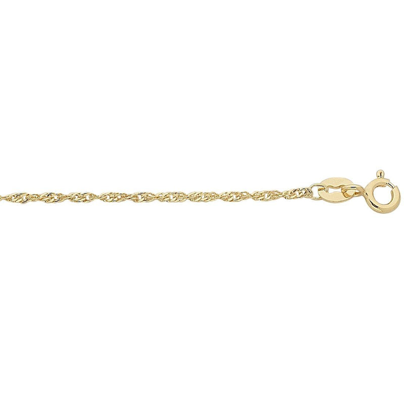 9ct Yellow Gold Silver Infused Singapore Twist Necklace 40cm Necklaces Bevilles 