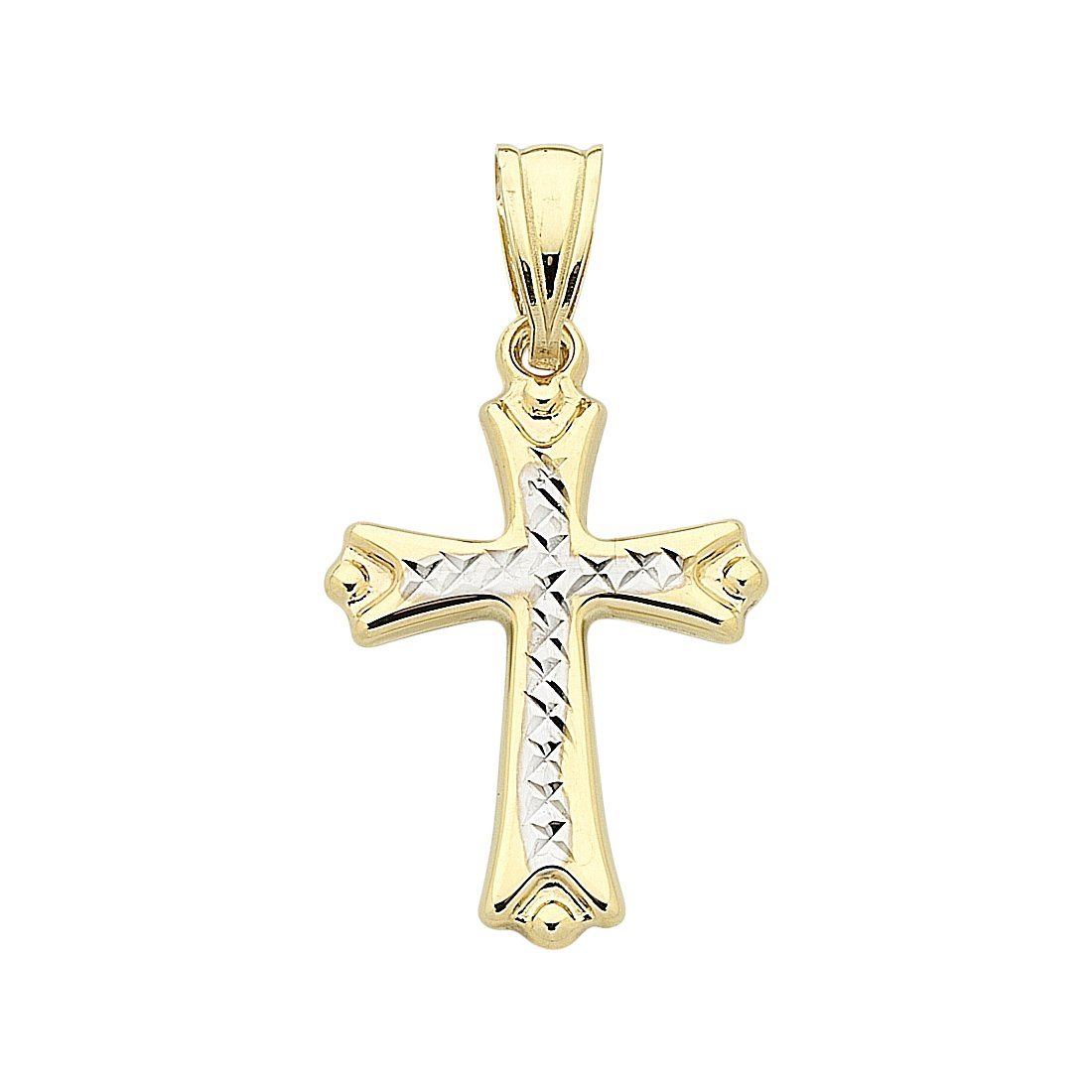 9ct Two Tone Gold Cross Pendant Necklaces Bevilles 