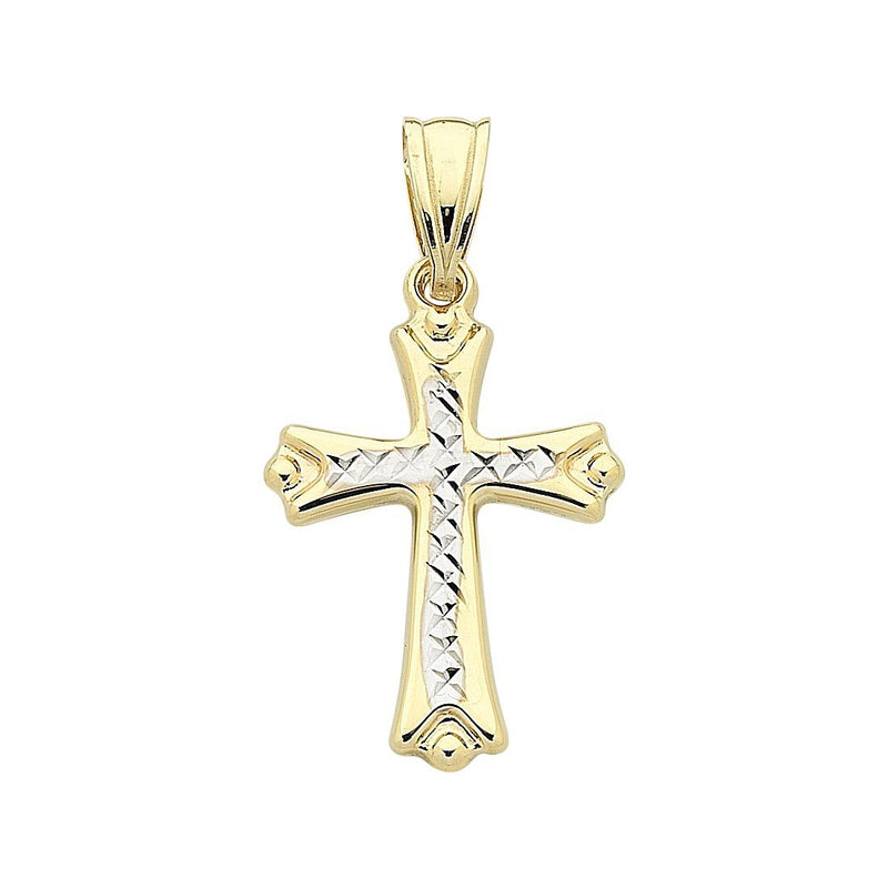 9ct Two Tone Gold Cross Pendant Necklaces Bevilles 
