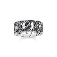 THOMAS SABO Ring blackened links with black stones Rings Thomas Sabo 