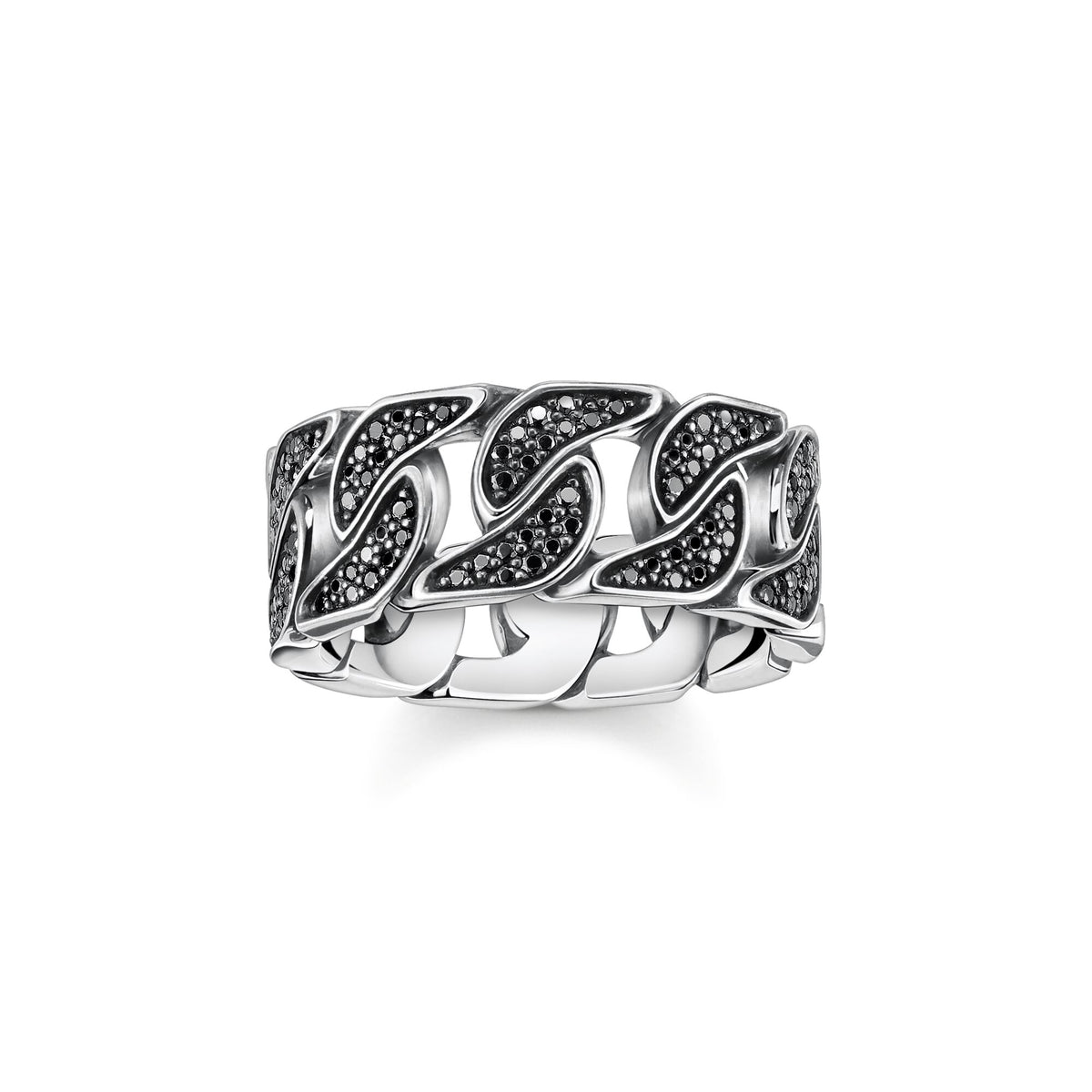 THOMAS SABO Ring blackened links with black stones Rings Thomas Sabo 