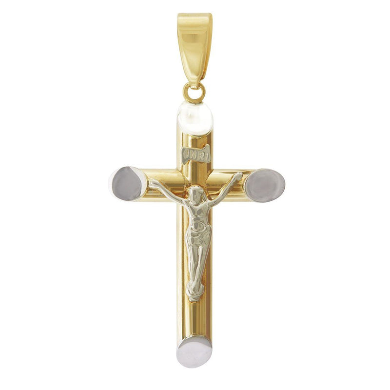 9ct Two Tone Gold Crucifix Cross Pendent Necklaces Bevilles 