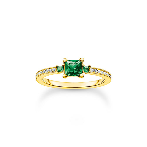 THOMAS SABO Ring with green and white stones gold Rings Thomas Sabo 
