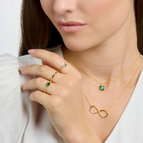 THOMAS SABO Ring with green and white stones gold Rings Thomas Sabo 