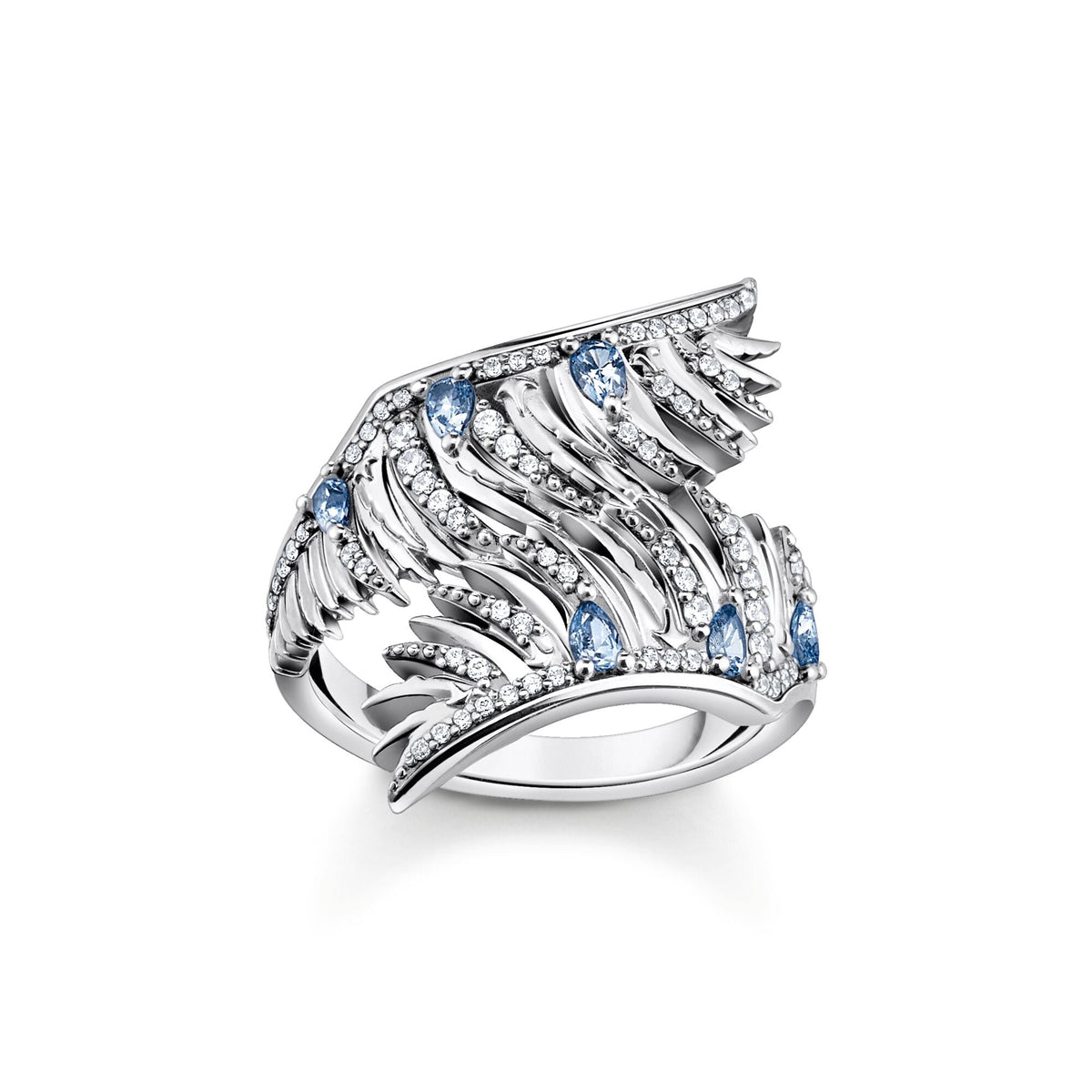 THOMAS SABO Ring phoenix wing with blue stones silver Rings Thomas Sabo 