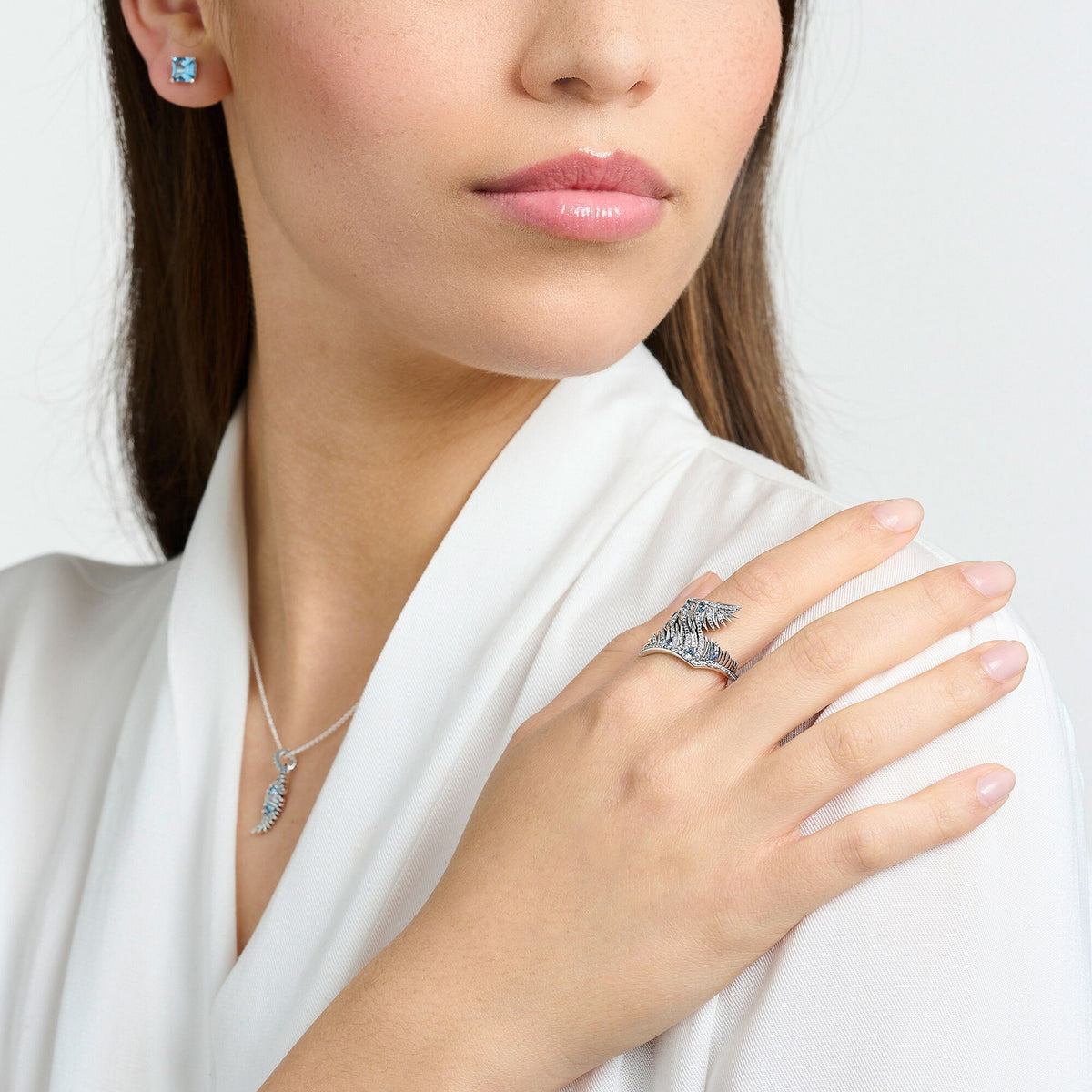 THOMAS SABO Ring phoenix wing with blue stones silver Rings Thomas Sabo 