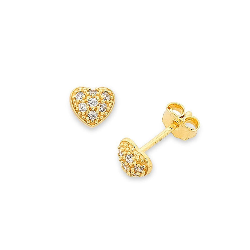 9ct Yellow Gold Silver Infused Childrens Heart Earrings Earrings Bevilles 