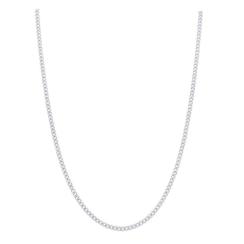 9ct White Gold Fine Diamond Cut Curb Chain Necklace 50cm Necklaces Bevilles 