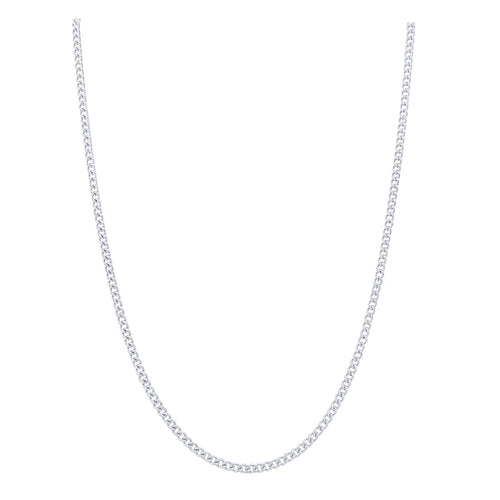 9ct White Gold Fine Diamond Cut Curb Chain Necklace 50cm Necklaces Bevilles 