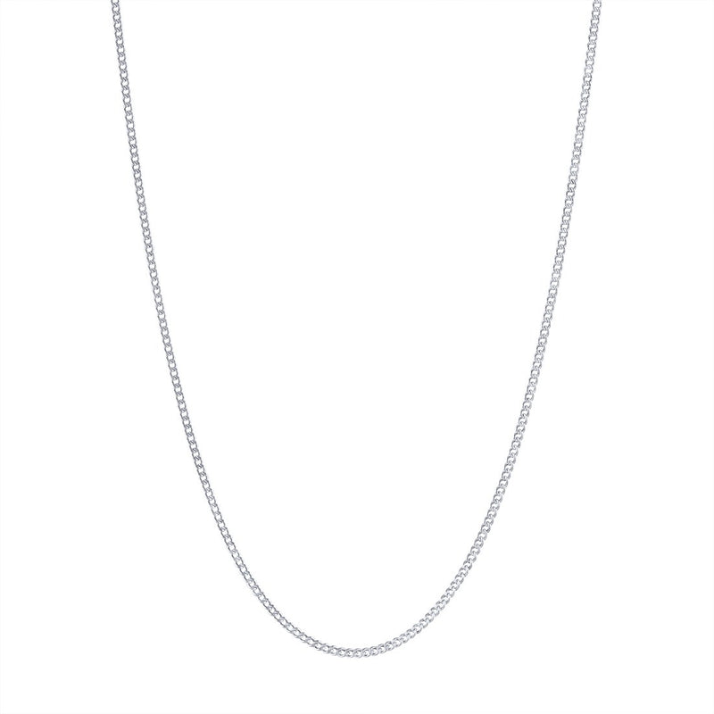 9ct White Gold Diamond Cut Curb Chain Necklace 45cm Necklaces Bevilles 