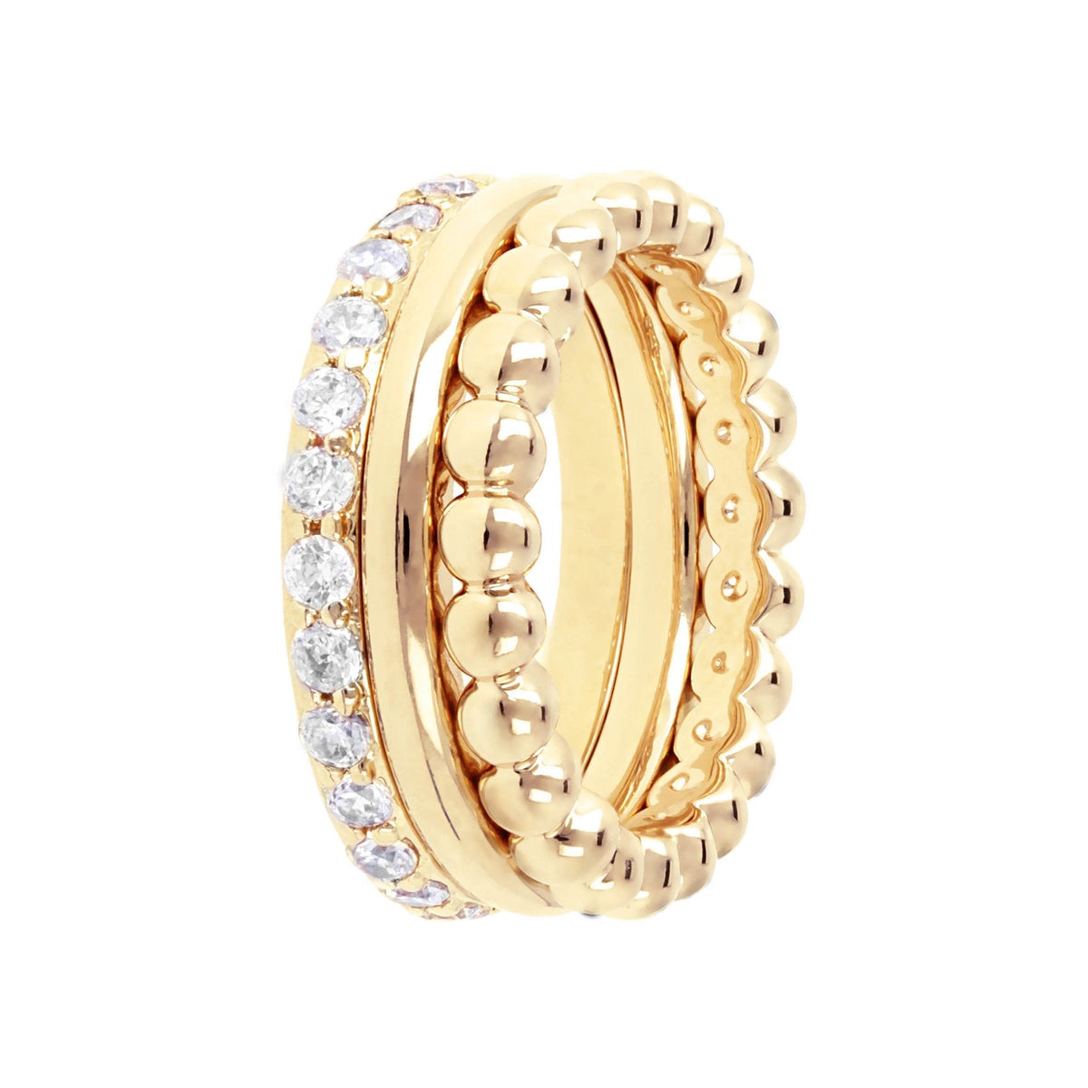 Bronzallure Set of Three Golden Rings with Cubic Zirconia Ring Bronzallure 