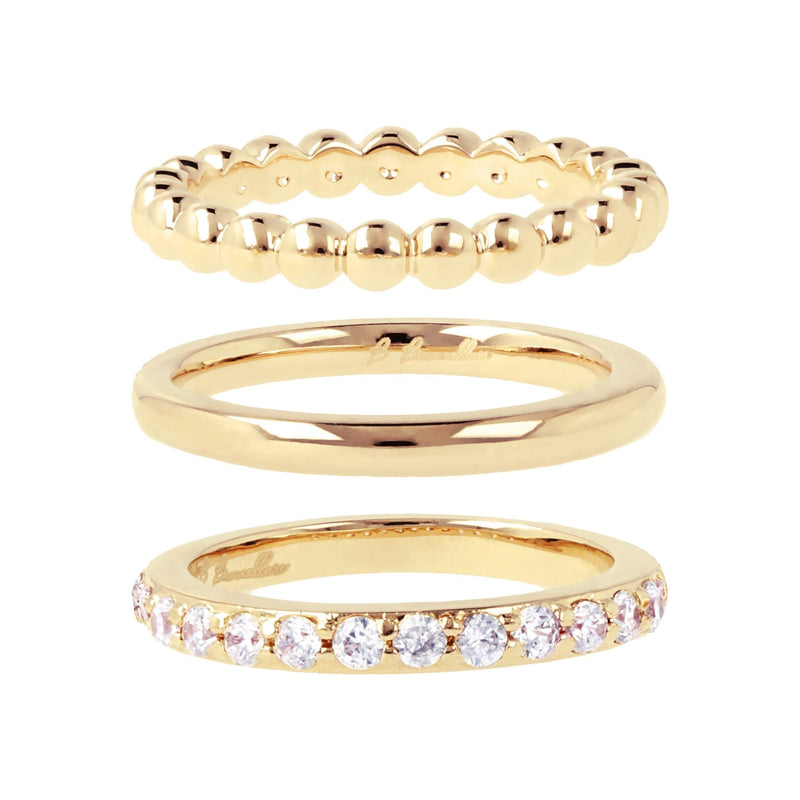 Bronzallure Set of Three Golden Rings with Cubic Zirconia Ring Bronzallure 