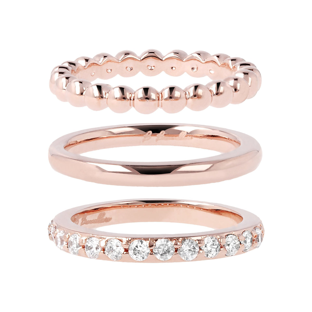 Bronzallure Set of Three Rings with Cubic Zirconia Ring Bronzallure 