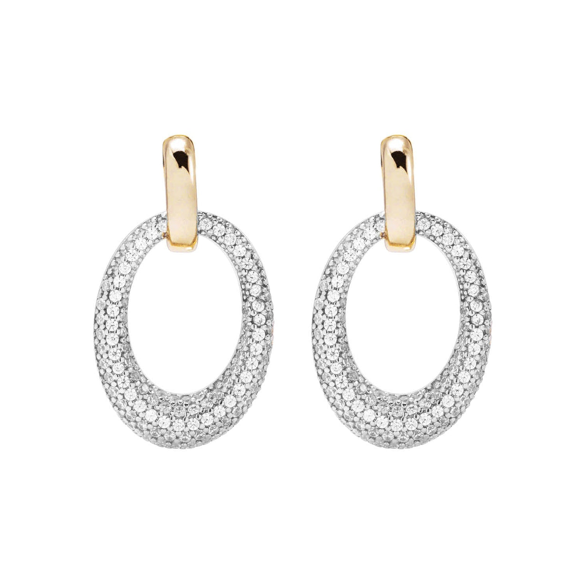Bronzallure Gold Cubic Zirconia Oval Drop Earrings Earring Bronzallure 