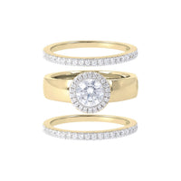 Bronzallure Golden Cubic Zirconia Circular Sone 3 Ring Set Ring Bronzallure 