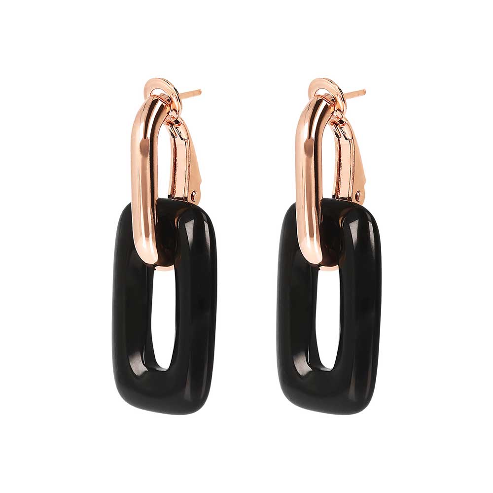 Bronzallure Variegata Black Onyx Link Earrings Earrings Bronzallure 