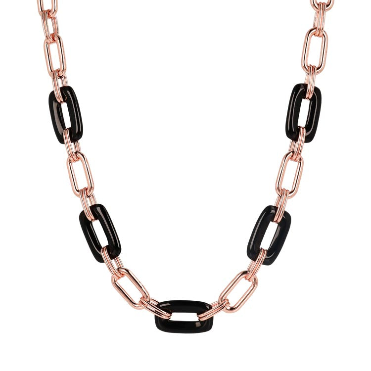 Bronzallure Variegata Black Onyx Link Necklace 48.3CM Necklaces Bronzallure 