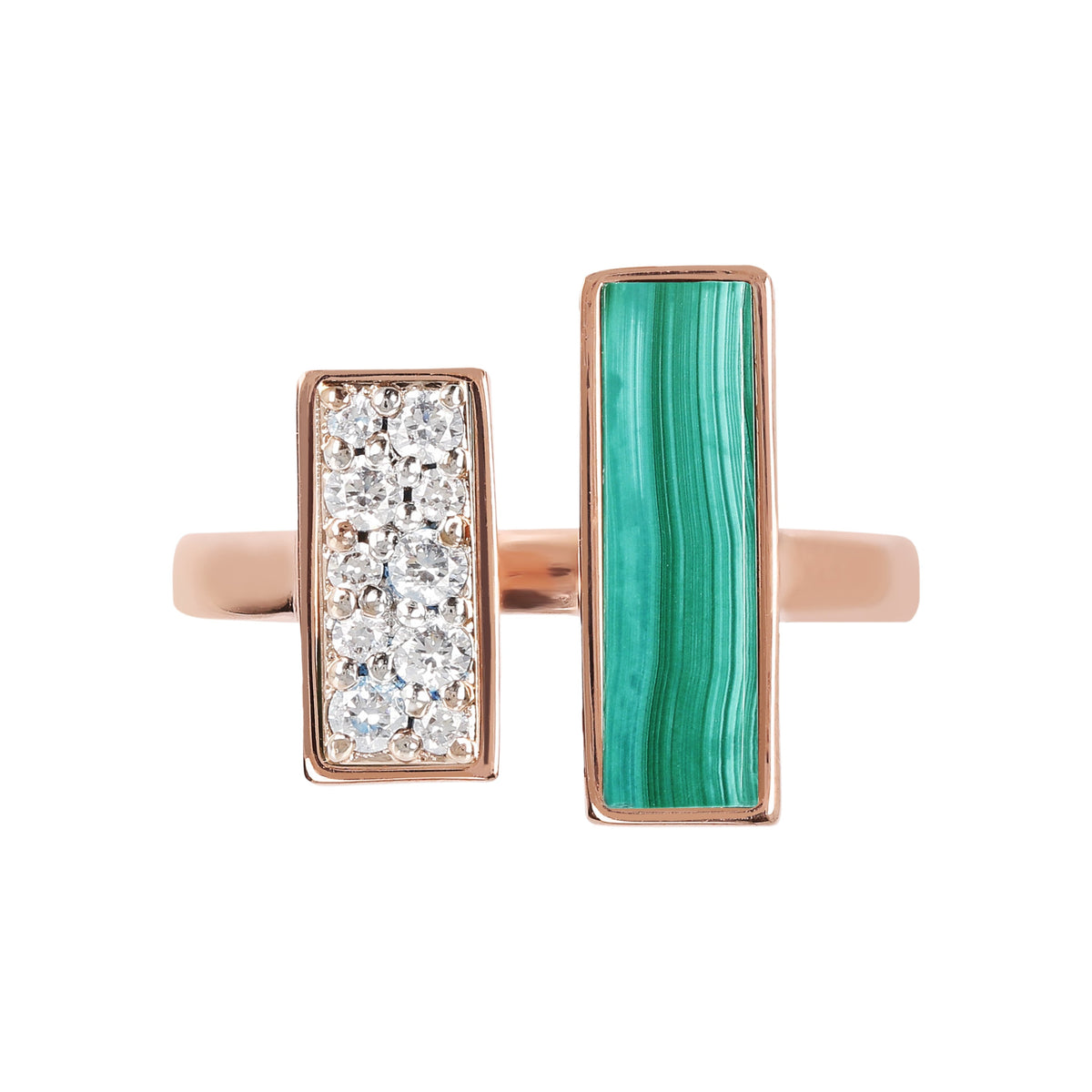 Bronzallure Cubic Zirconia and Carré Stone Ring Rings Bronzallure 