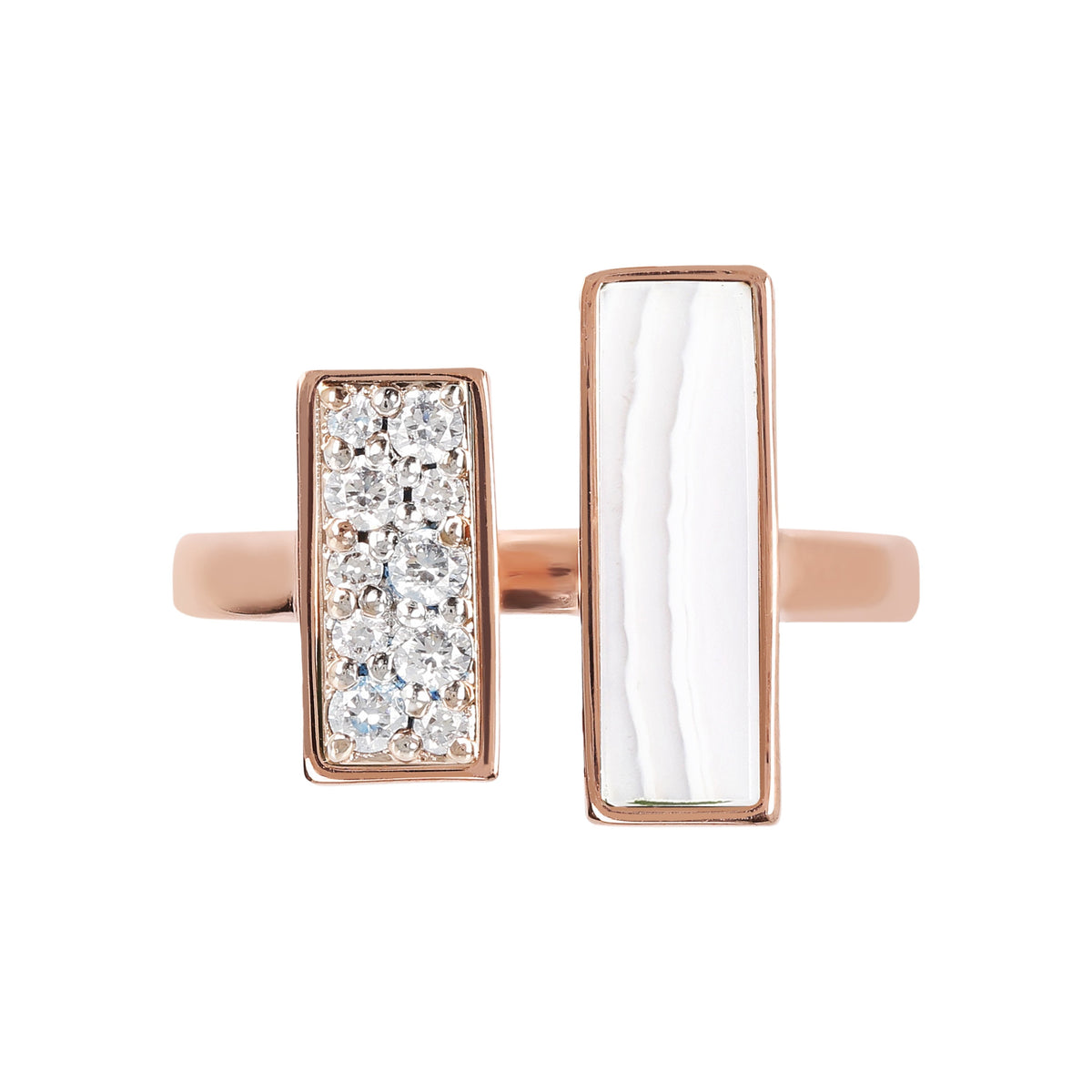 Bronzallure Cubic Zirconia and Carré Stone Ring Rings Bronzallure 