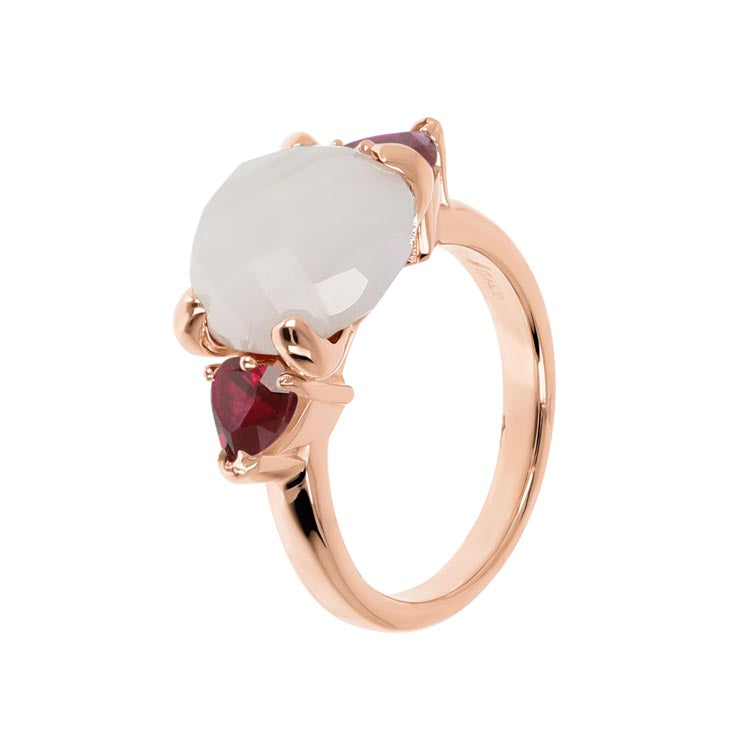 Bronzallure Felicia White Agate Ruby Ring Bronzallure IT 12 / FR 52 