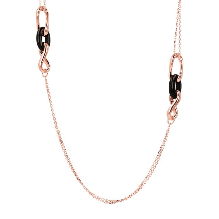 Bronzallure Variegata Black Onyx Link Necklace 91.4cm Necklaces Bronzallure 