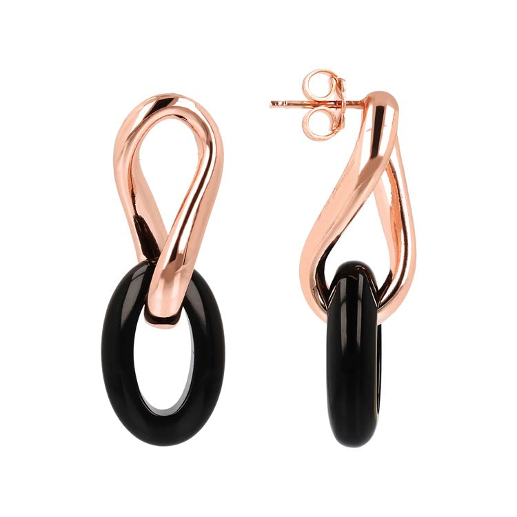 Bronzallure Variegata Black Onyx Link Earrings Earrings Bronzallure 
