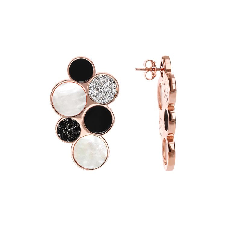 Bronzallure Alba Black Onyx Cubic Zirconia Pave Earrings Earrings Bronzallure 