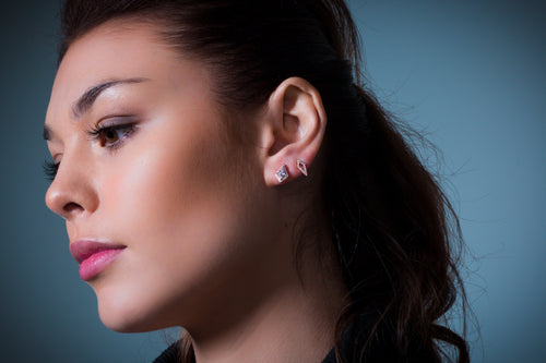 Georgini Rock Star Shield Rose Gold Earrings Bevilles Jewellers 
