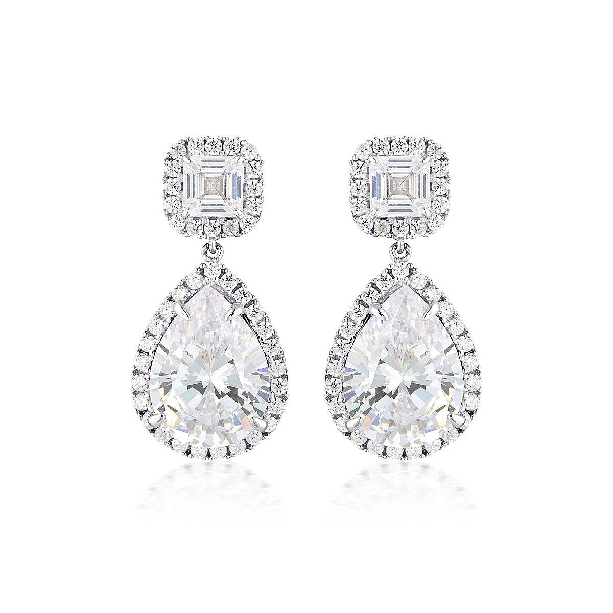 WHITE CZ RHODIUM 3MILS EARRING Bevilles Jewellers 
