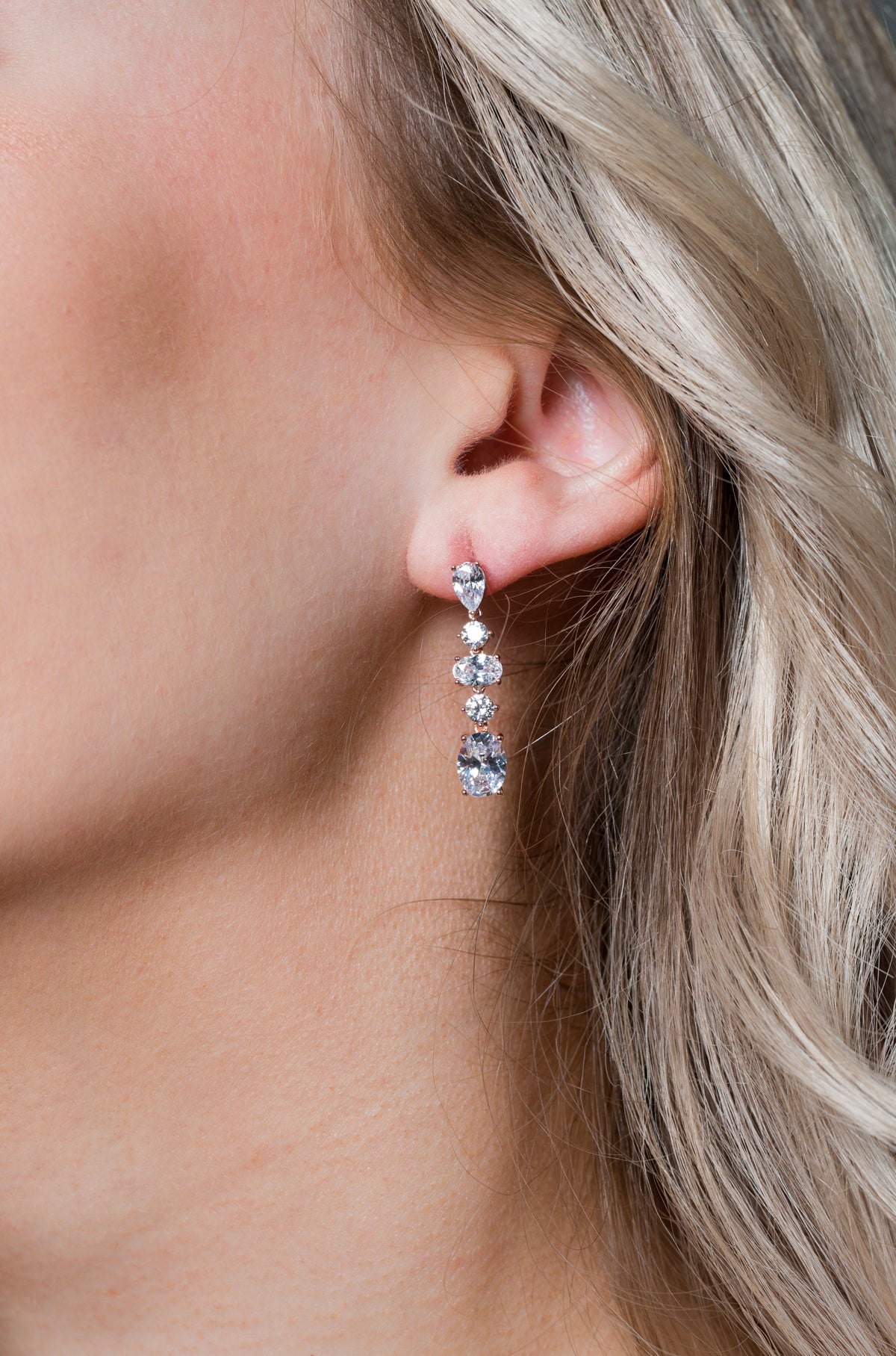 GEORGINI ICONIC BRIDAL CHRISTINA EARRINGS ROSE GOLD Bevilles Jewellers 