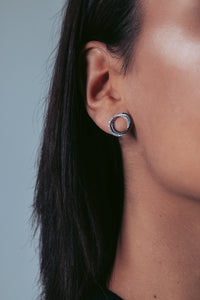 GEORGINI REFLECTION CIRCLES EARRING ROSE GOLD, SILVER & BLACK ENAMEL Georgini 
