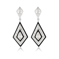 GEORGINI REFLECTION ART DECO EARRINGS SILVER & BLACK ENAMEL Georgini 