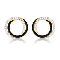 GEORGINI REFLECTION CIRCLES EARRING GOLD, SILVER & BLACK ENAMEL Georgini 