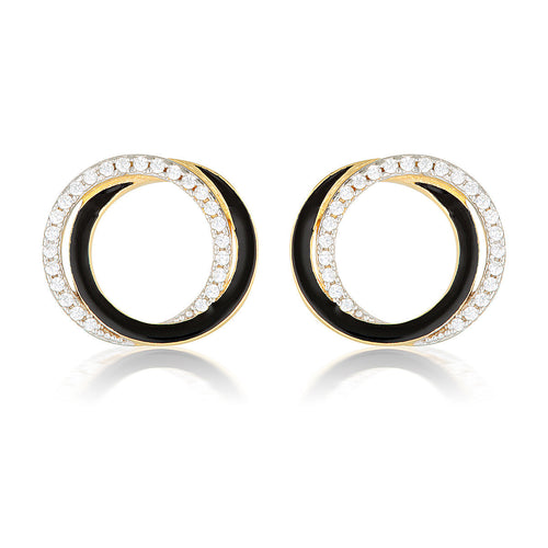 GEORGINI REFLECTION CIRCLES EARRING GOLD, SILVER & BLACK ENAMEL Georgini 