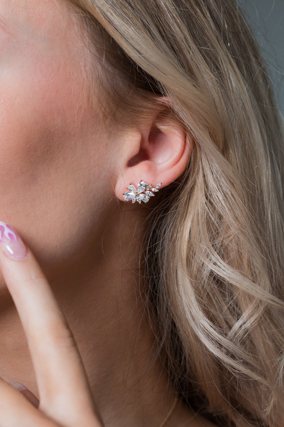 GEORGINI ICONIC BRIDAL HYACINTH EARRINGS GOLD Bevilles Jewellers 