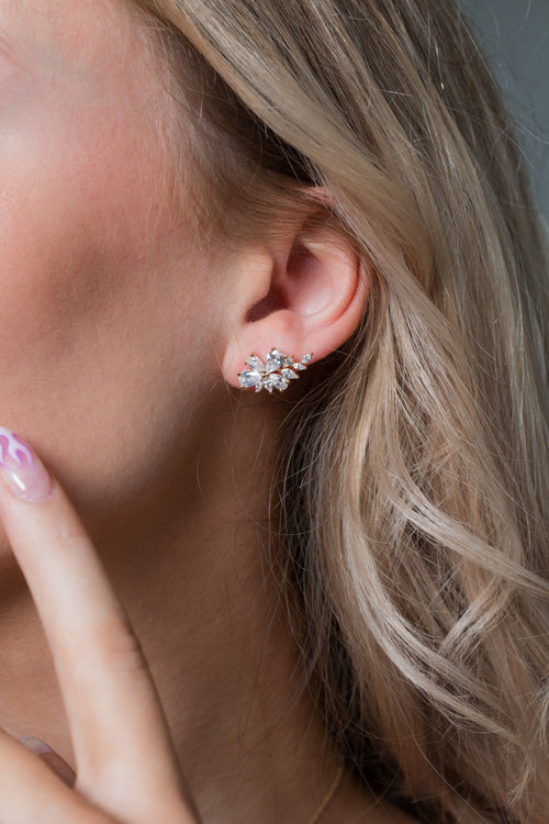 GEORGINI ICONIC BRIDAL HYACINTH EARRINGS GOLD Bevilles Jewellers 