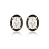 GEORGINI REFLECTION OVAL STUD EARRINGS GOLD & BLACK ENAMEL Georgini 