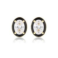 GEORGINI REFLECTION OVAL STUD EARRINGS GOLD & BLACK ENAMEL Georgini 