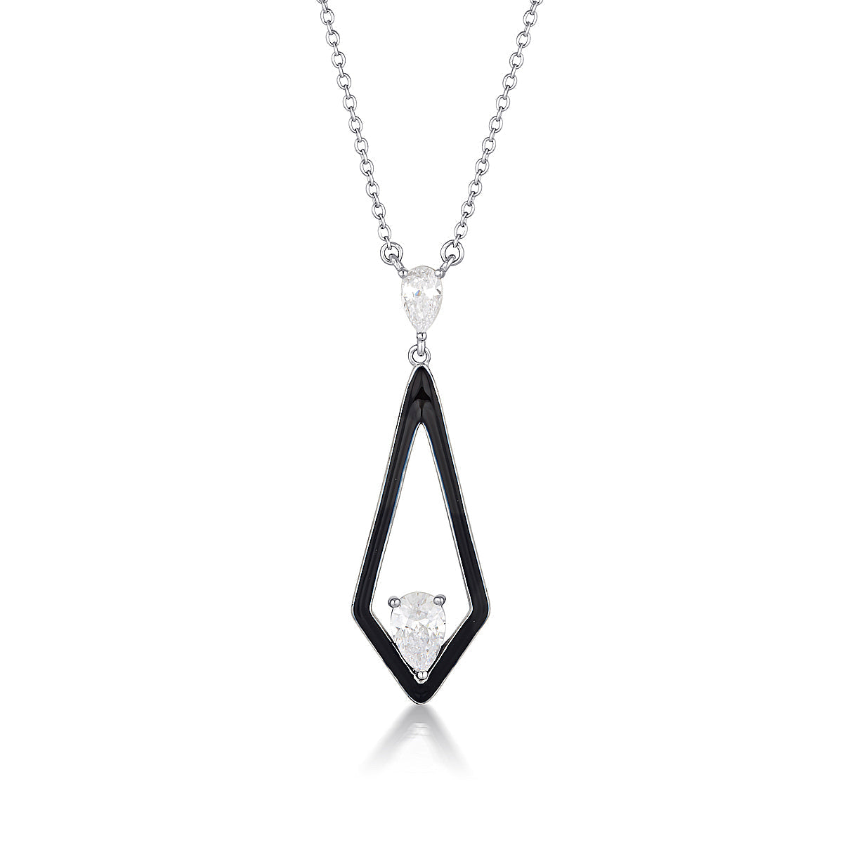 GEORGINI REFLECTION EVOKE PENDANT SILVER & BLACK ENAMEL Georgini 