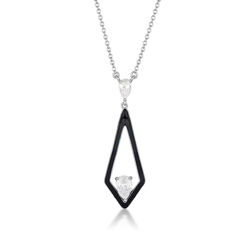 GEORGINI REFLECTION EVOKE PENDANT SILVER & BLACK ENAMEL Georgini 