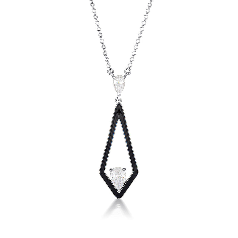GEORGINI REFLECTION EVOKE PENDANT SILVER & BLACK ENAMEL Georgini 