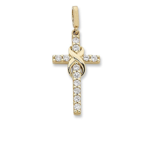 Infinity and Cross Pendant in 9ct Yellow Gold Necklaces Bevilles 